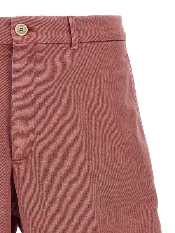 BRUNELLO CUCINELLI MEN'S RASPBERRY TAILORED SHORTS