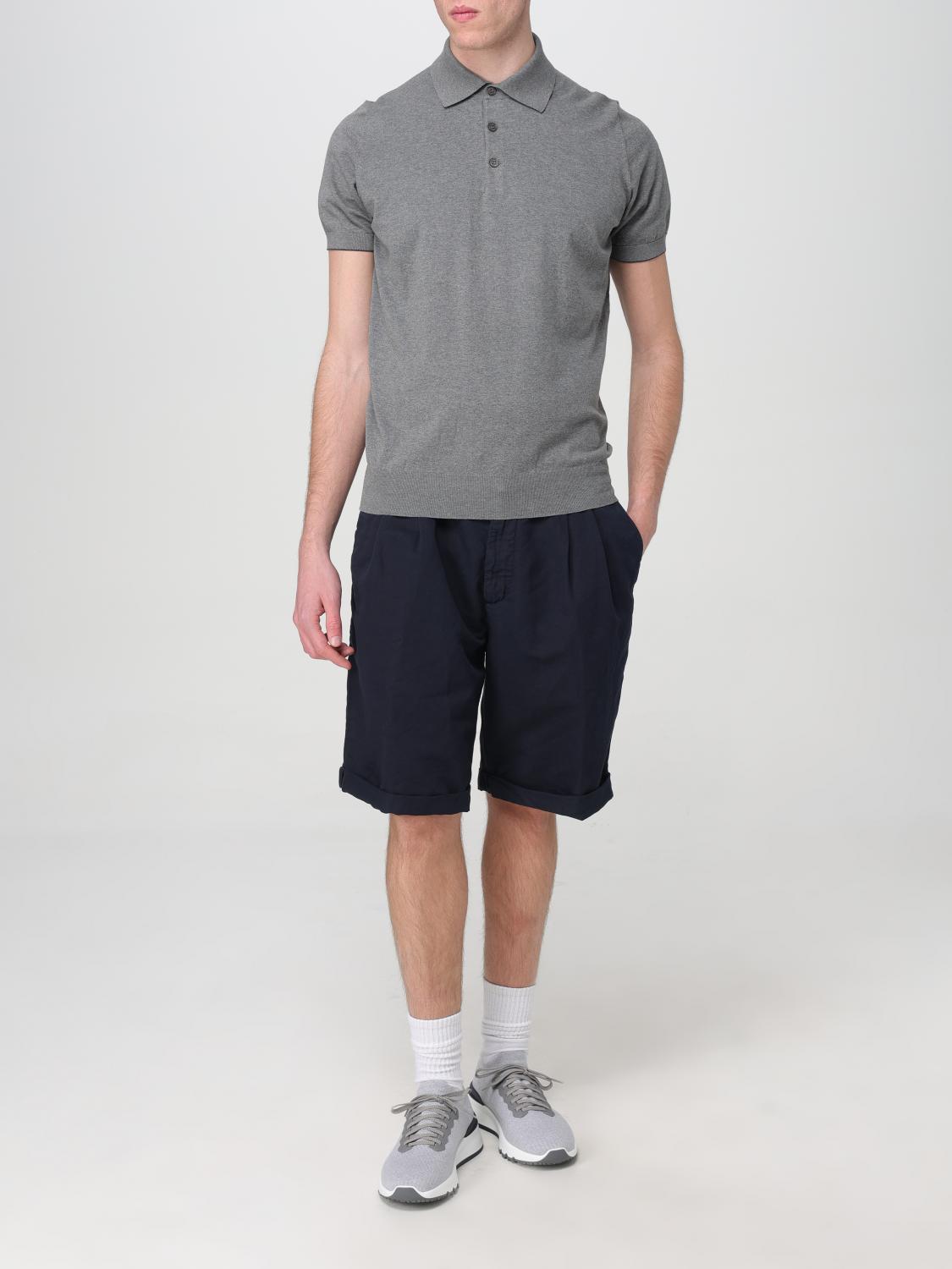 BRUNELLO CUCINELLI MEN'S NAVY LINEN BLEND TAILORED SHORTS