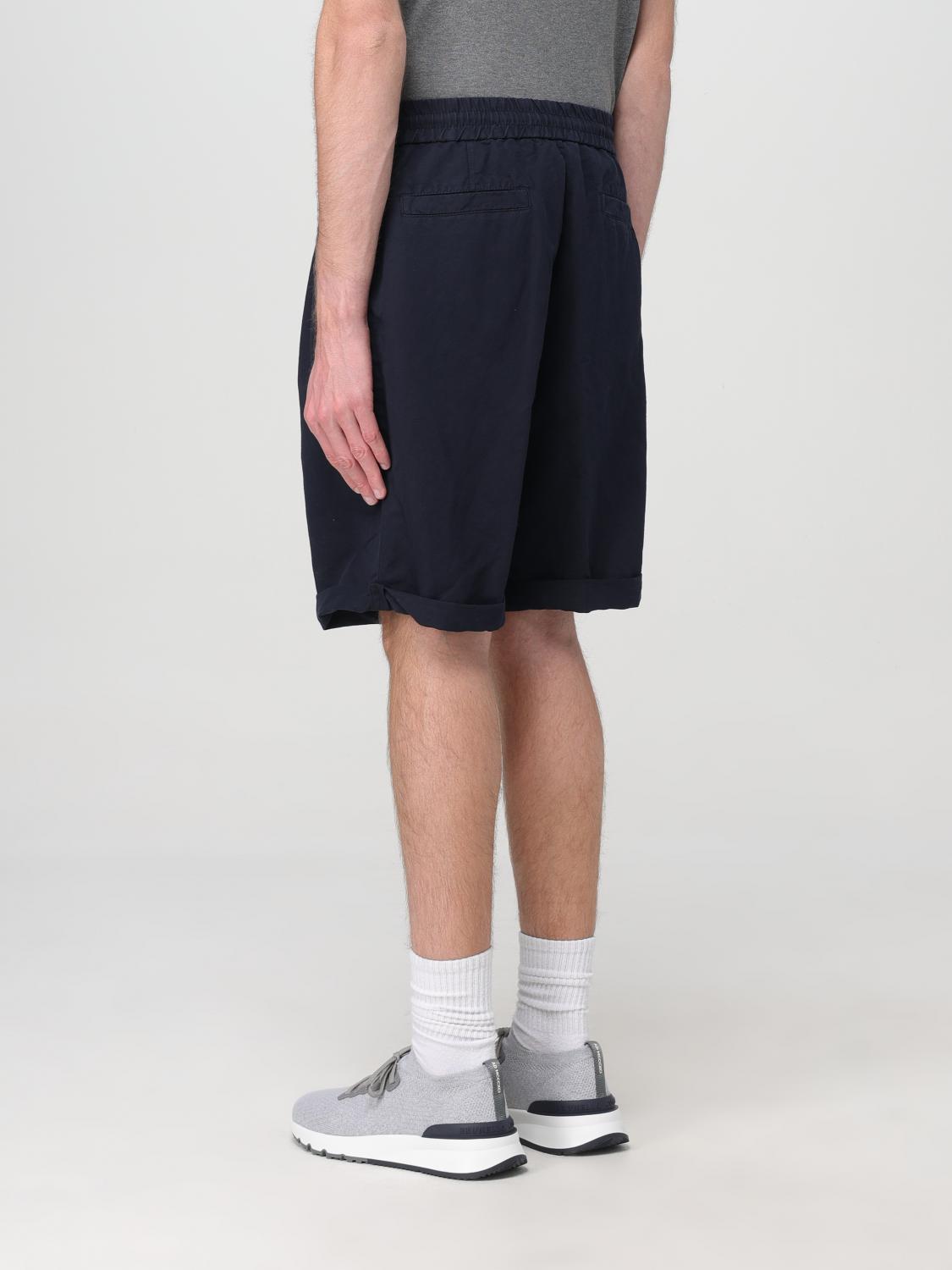 BRUNELLO CUCINELLI MEN'S NAVY LINEN BLEND TAILORED SHORTS