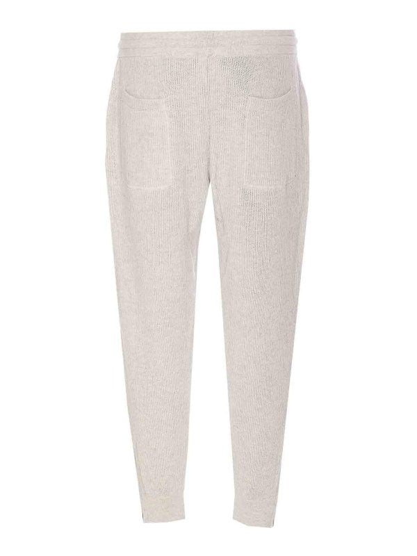 BRUNELLO CUCINELLI MEN'S FOG KNIT DRAWSTRING TROUSERS