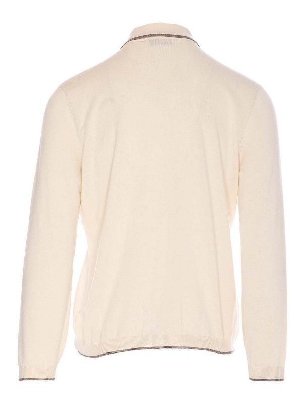 BRUNELLO CUCINELLI MEN'S ENGLISH WHITE BUTTON-UP KNIT SWEATER