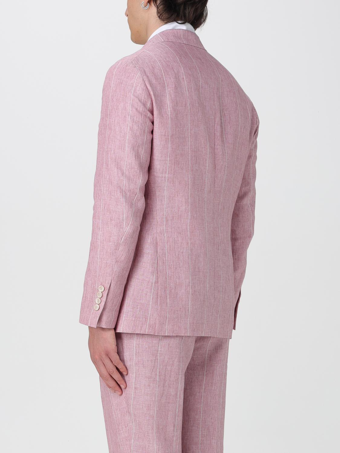 BRUNELLO CUCINELLI MEN'S ROSE LINEN PINSTRIPE BLAZER