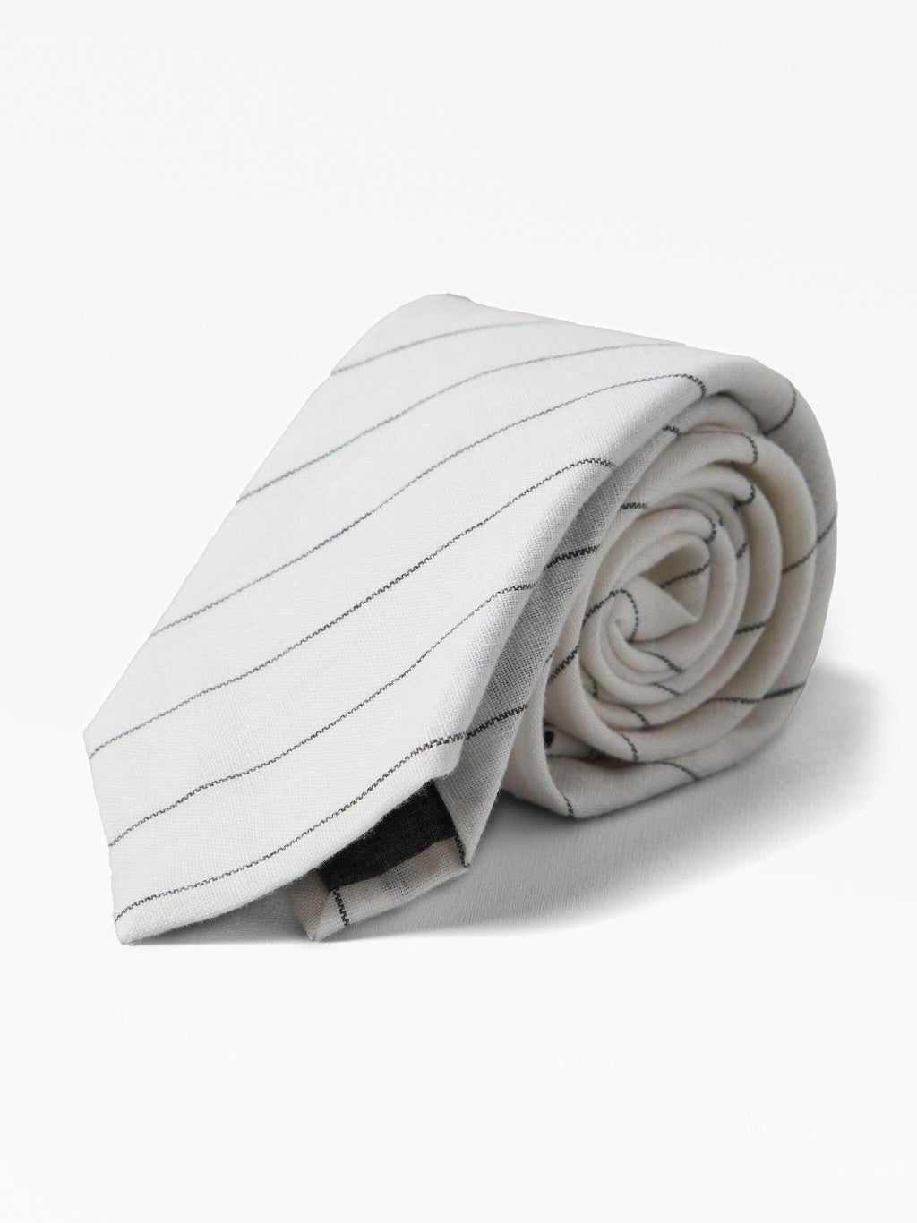 BRUNELLO CUCINELLI MEN'S WHITE LINEN STRIPED TIE