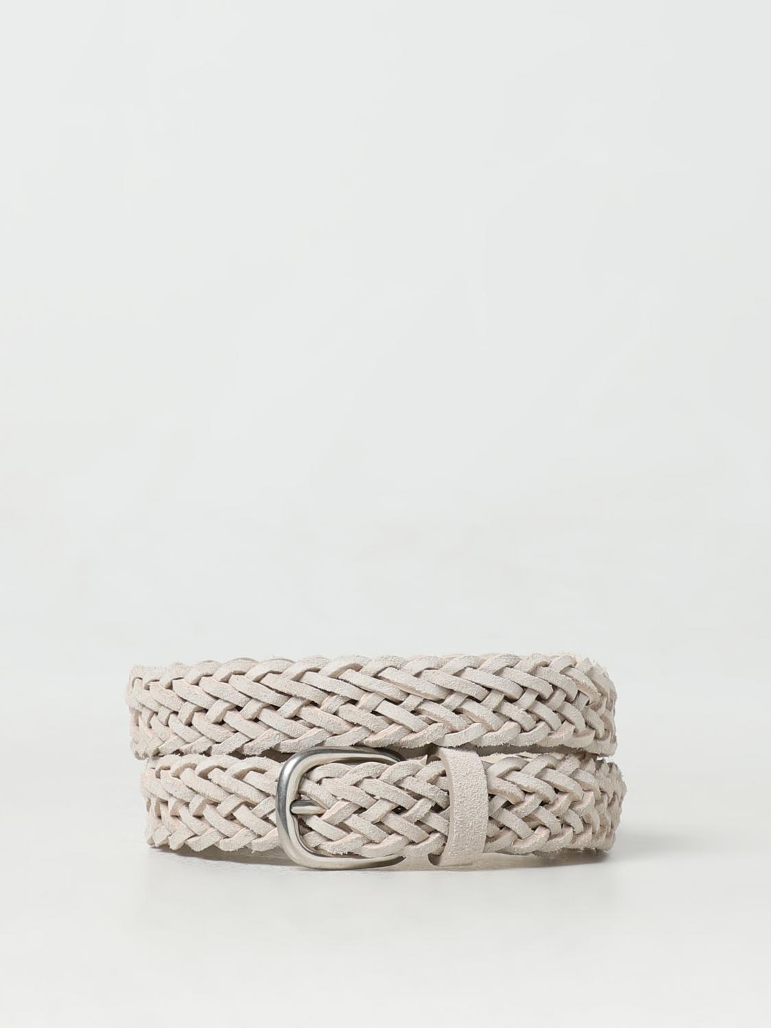 BRUNELLO CUCINELLI MEN'S MILK BRAIDED LEATHER BELT
