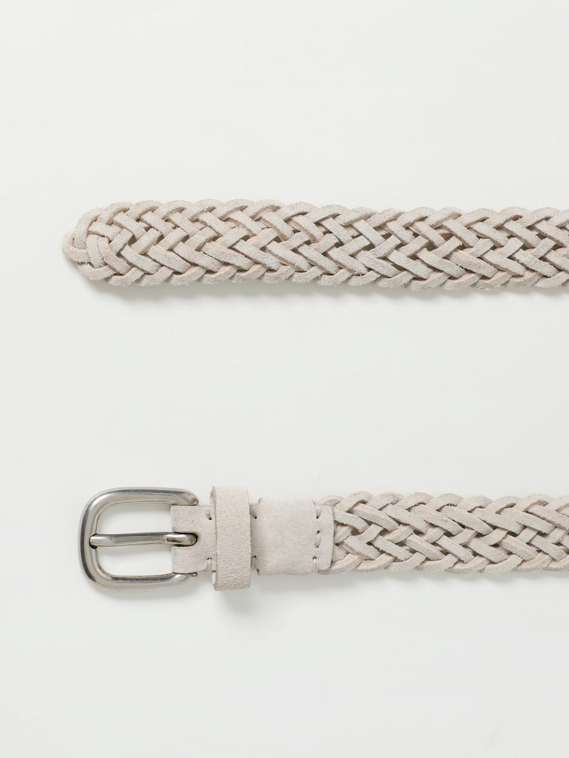 BRUNELLO CUCINELLI MEN'S MILK BRAIDED LEATHER BELT