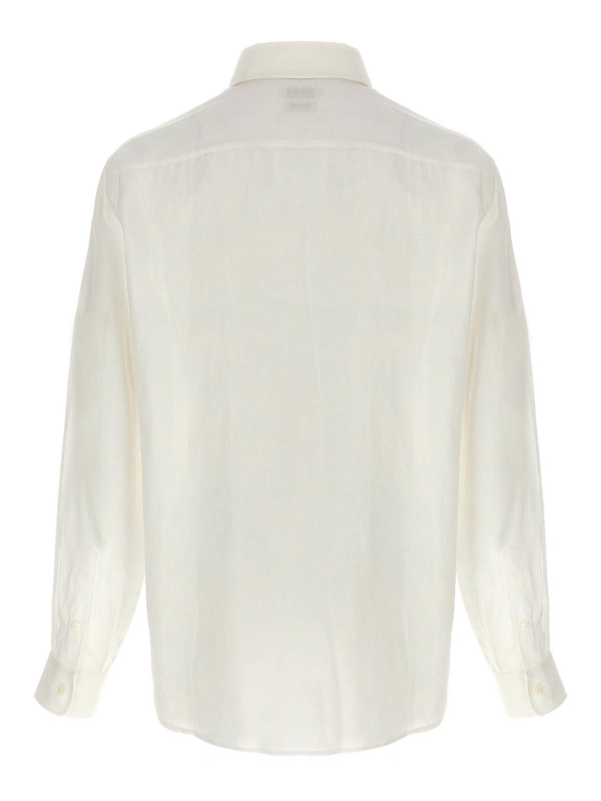BRUNELLO CUCINELLI MEN'S NATURAL WHITE LINEN BUTTON-UP SHIRT