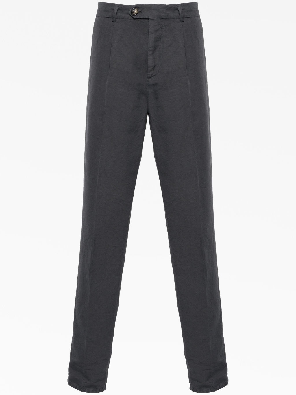 BRUNELLO CUCINELLI MEN'S ANTHRACITE LINEN BLEND TAILORED TROUSERS
