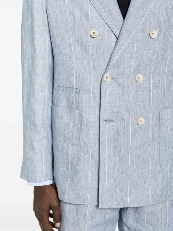BRUNELLO CUCINELLI MEN'S LIGHT BLUE LINEN SUIT