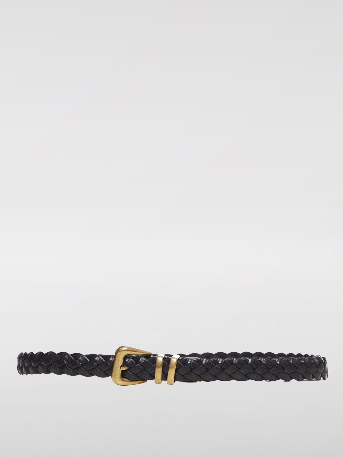 BRUNELLO CUCINELLI MEN'S BLACK BRAIDED LEATHER BELT