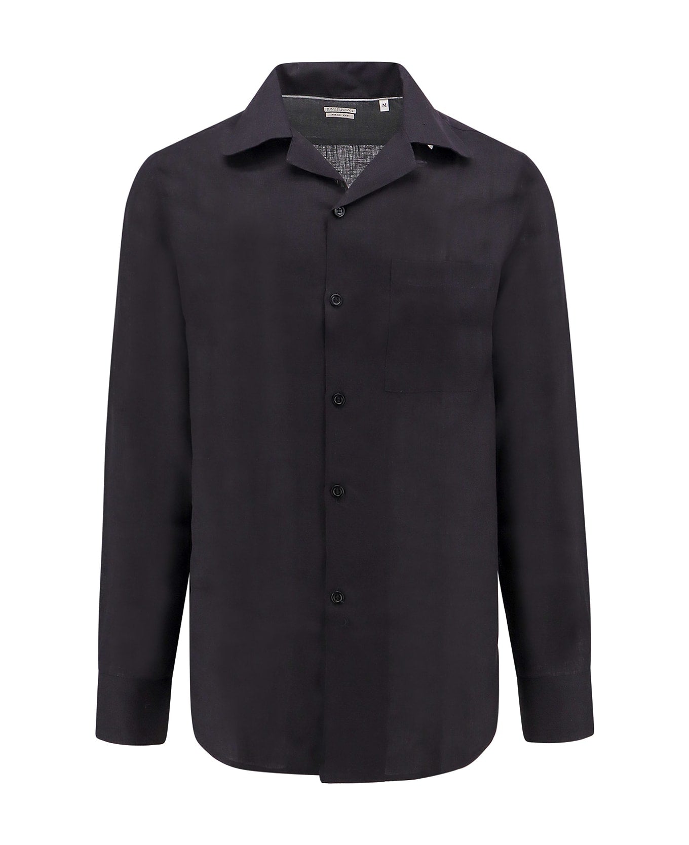 BRUNELLO CUCINELLI MEN'S BLACK LINEN LONG-SLEEVE SHIRT