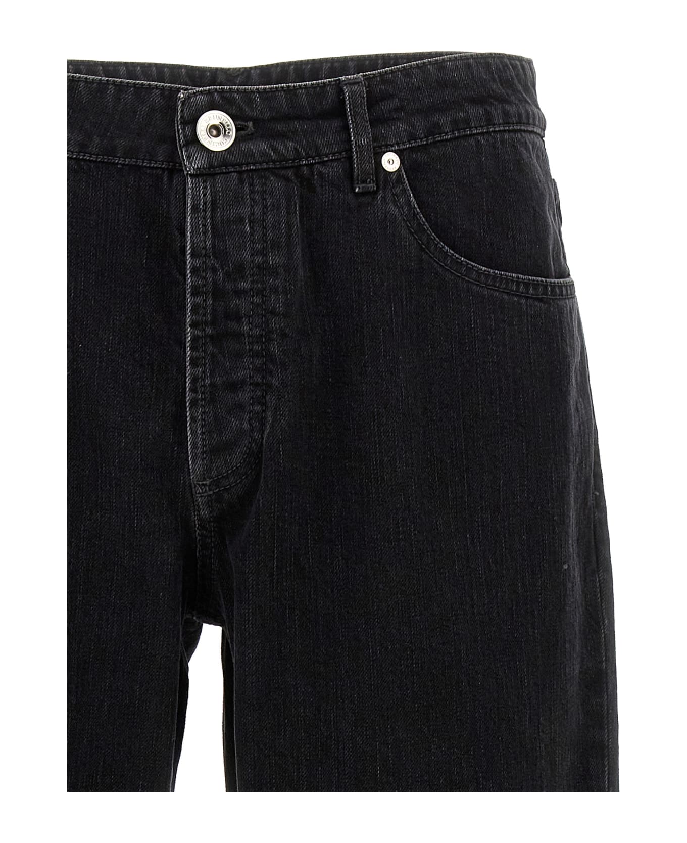 BRUNELLO CUCINELLI MEN'S BLACK RELAXED COTTON TROUSERS