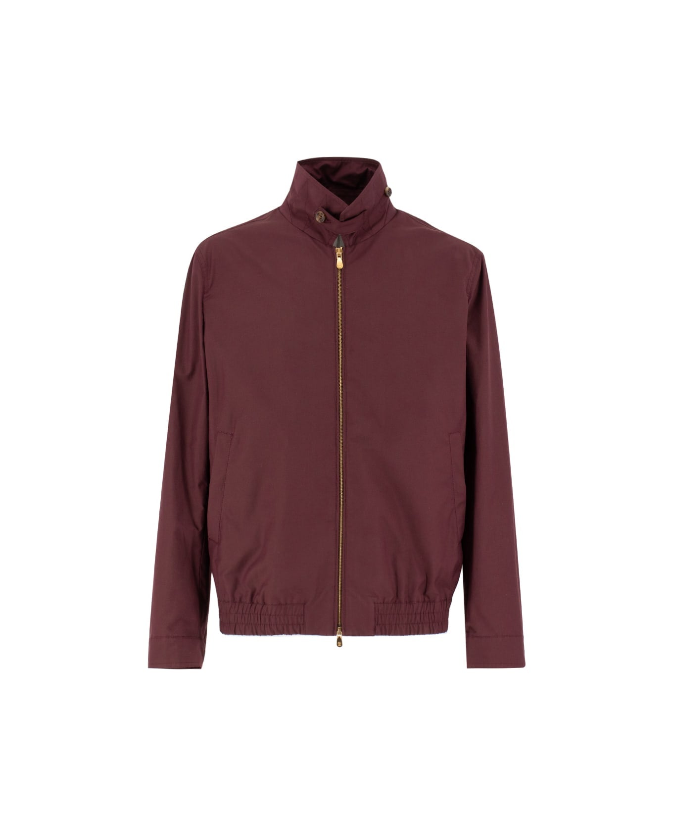 BRUNELLO CUCINELLI MEN'S RED ZIP-UP JACKET WITH HIGH COLLAR
