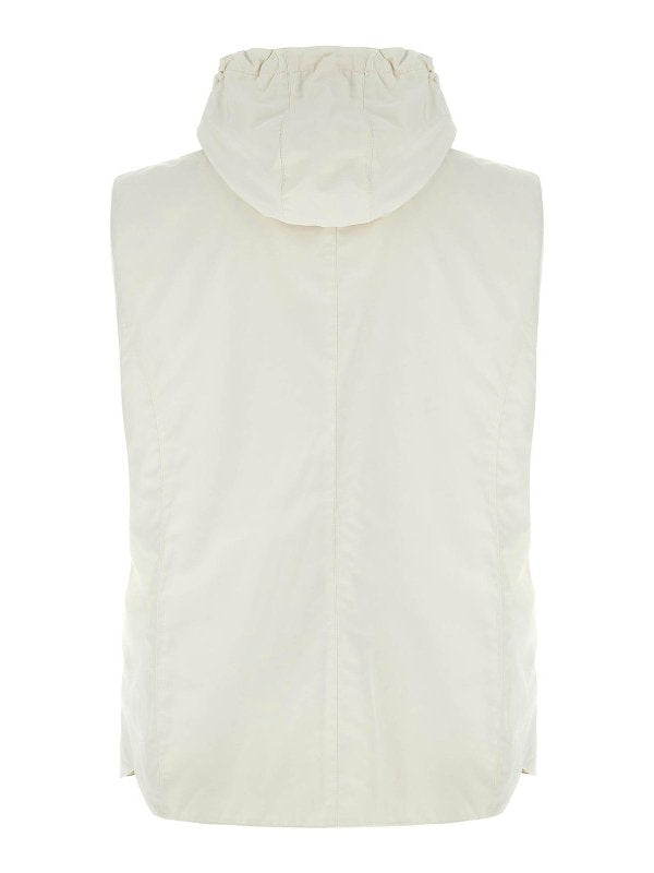 BRUNELLO CUCINELLI MEN'S OFF WHITE HOODED VEST
