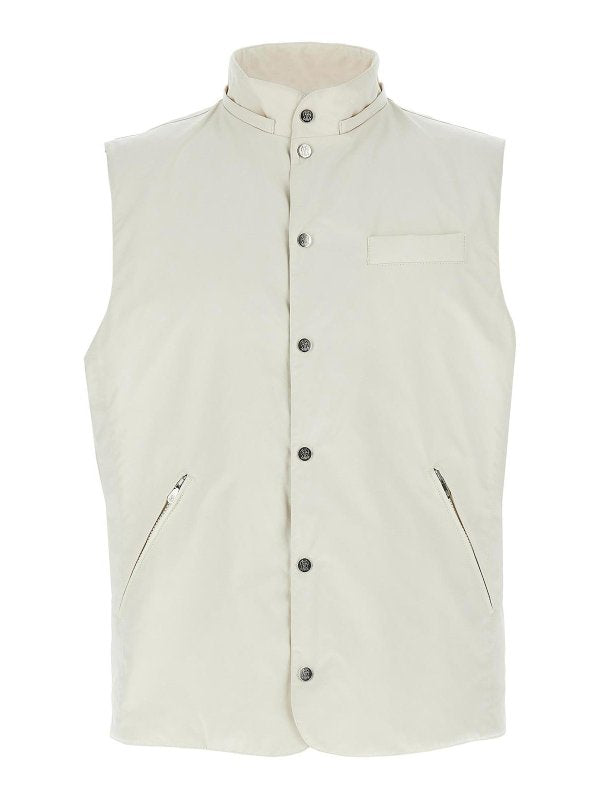 BRUNELLO CUCINELLI MEN'S OFF WHITE HOODED VEST