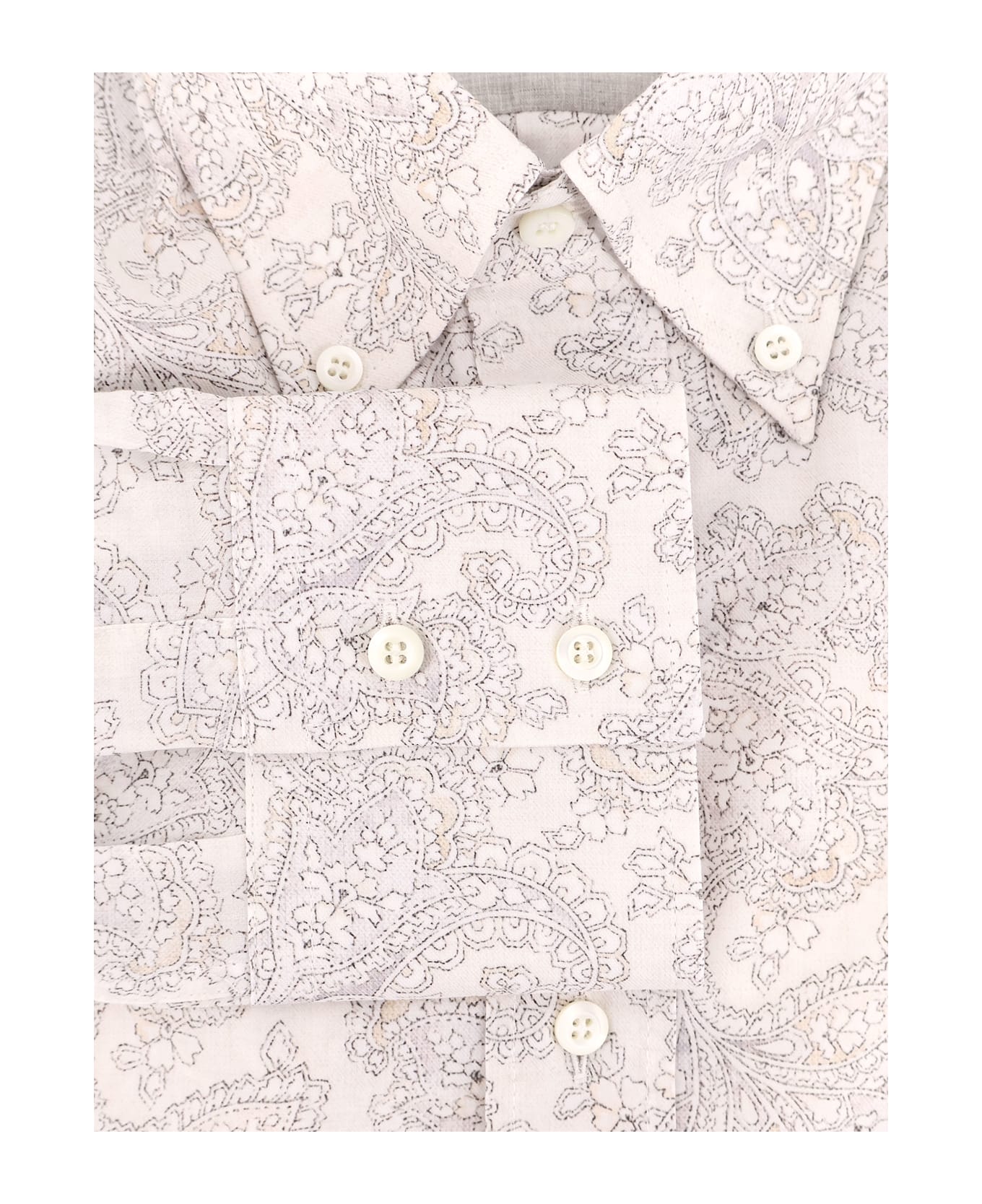 BRUNELLO CUCINELLI MEN'S MELON PAISLEY COTTON DRESS SHIRT