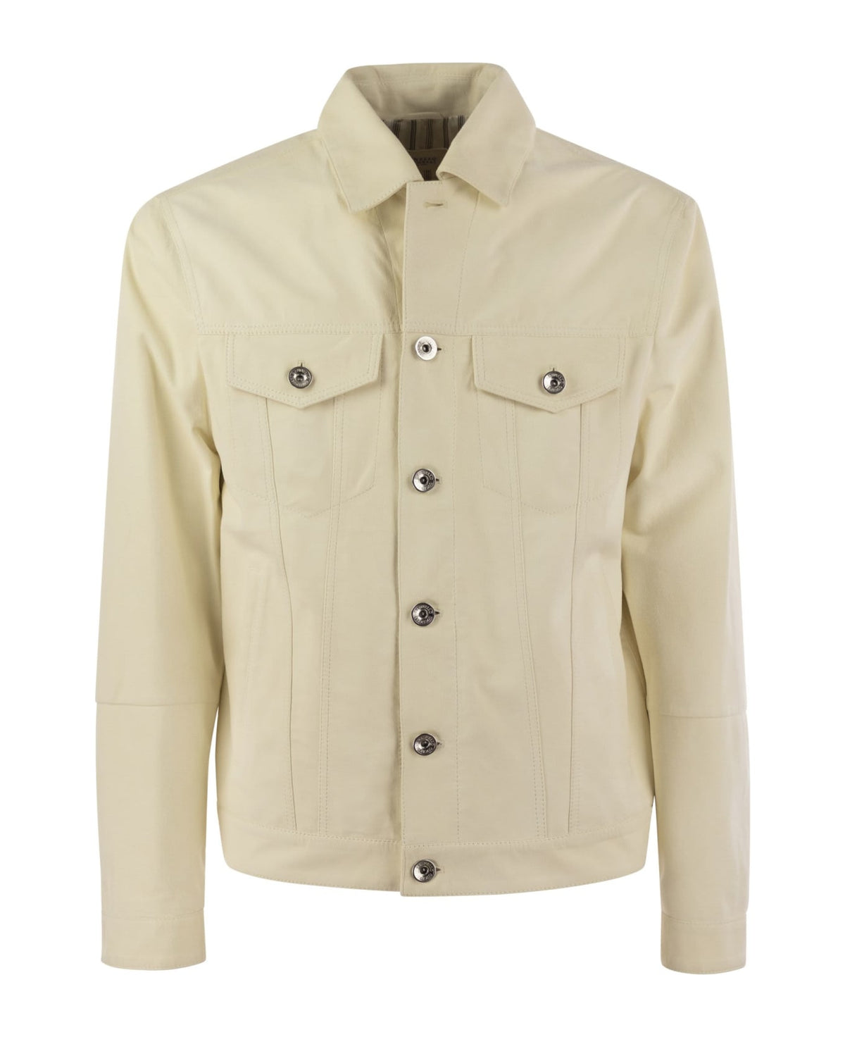 BRUNELLO CUCINELLI MEN'S CREAM TAILORED COTTON JACKET