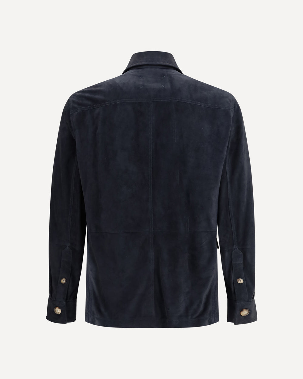 BRUNELLO CUCINELLI MEN'S NAVY LEATHER UTILITY JACKET