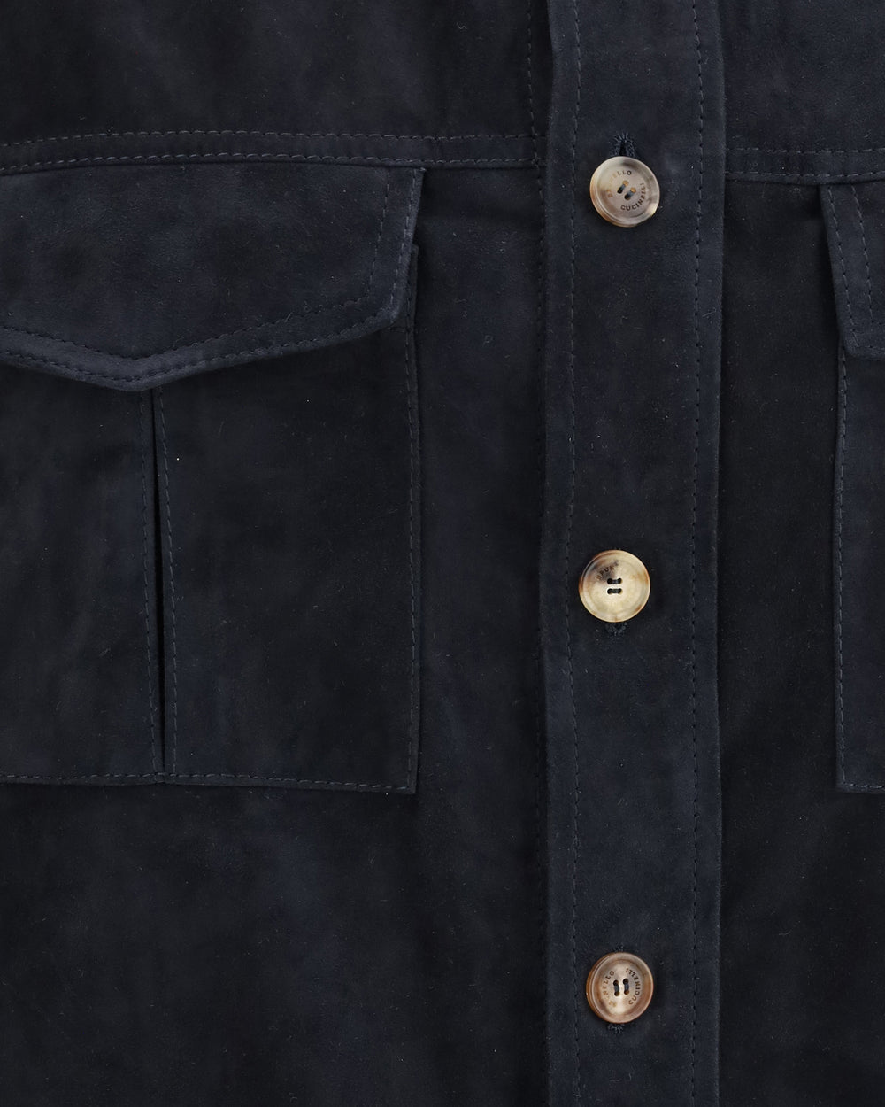 BRUNELLO CUCINELLI MEN'S NAVY LEATHER UTILITY JACKET