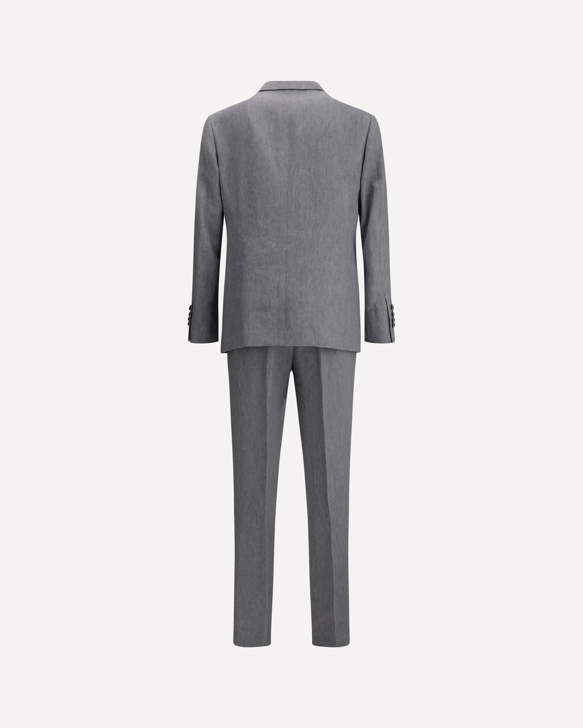 BRUNELLO CUCINELLI MEN'S GRAY LINEN DOUBLE-BREASTED SUIT