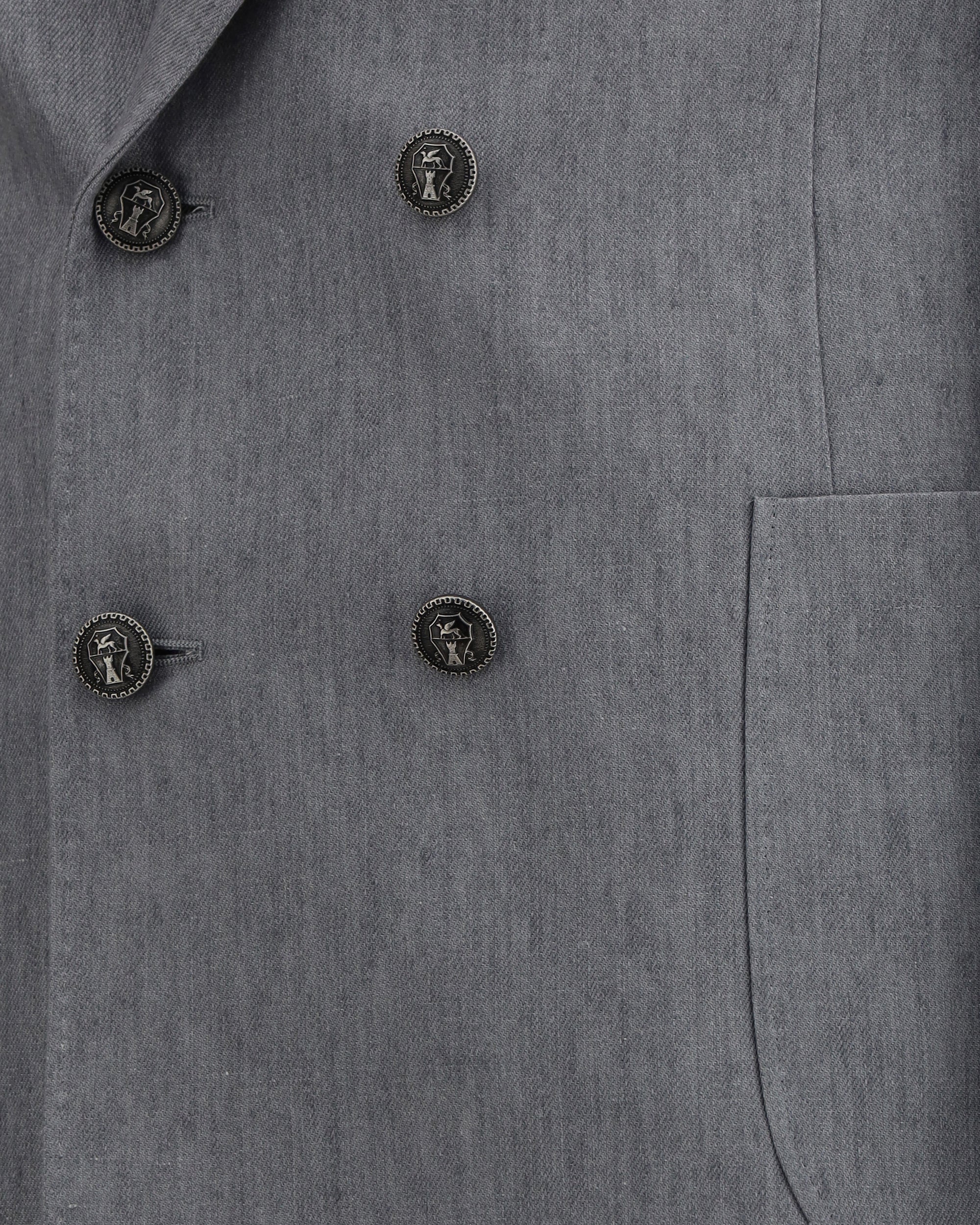 BRUNELLO CUCINELLI MEN'S GRAY LINEN DOUBLE-BREASTED SUIT