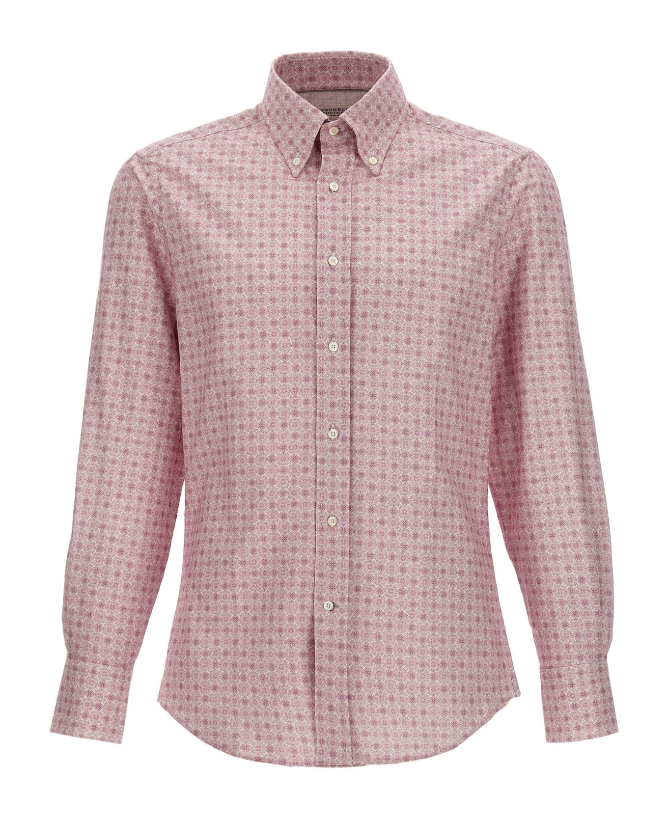 BRUNELLO CUCINELLI MEN'S ROSE PATTERNED BUTTON-UP SHIRT