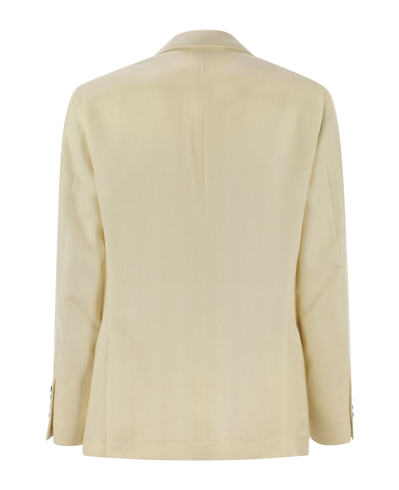 BRUNELLO CUCINELLI MEN'S CREAM LINEN SILK WOOL BLAZER
