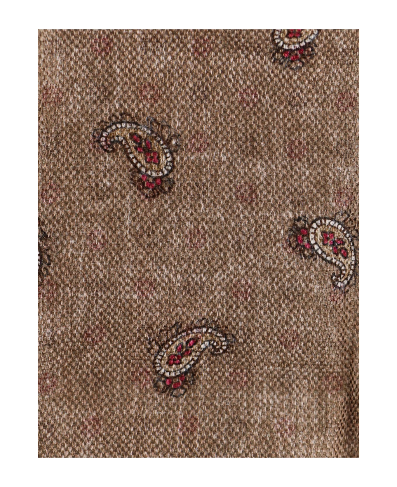 BRUNELLO CUCINELLI MEN'S SAND LINEN SILK PAISLEY POCKETSQUARE