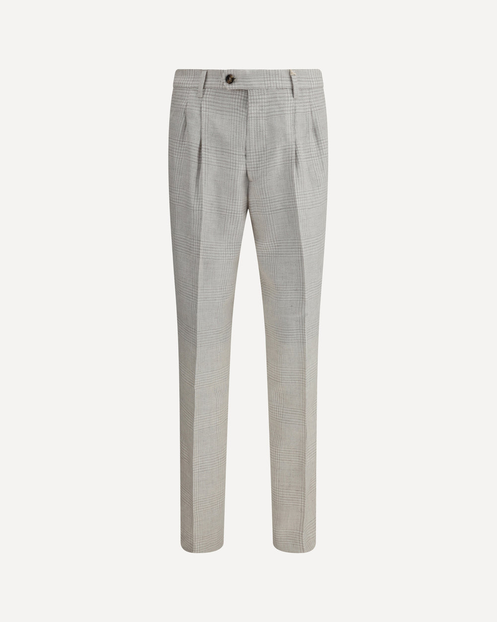 BRUNELLO CUCINELLI MEN'S GRAY LINEN WOOL TAILORED TROUSERS