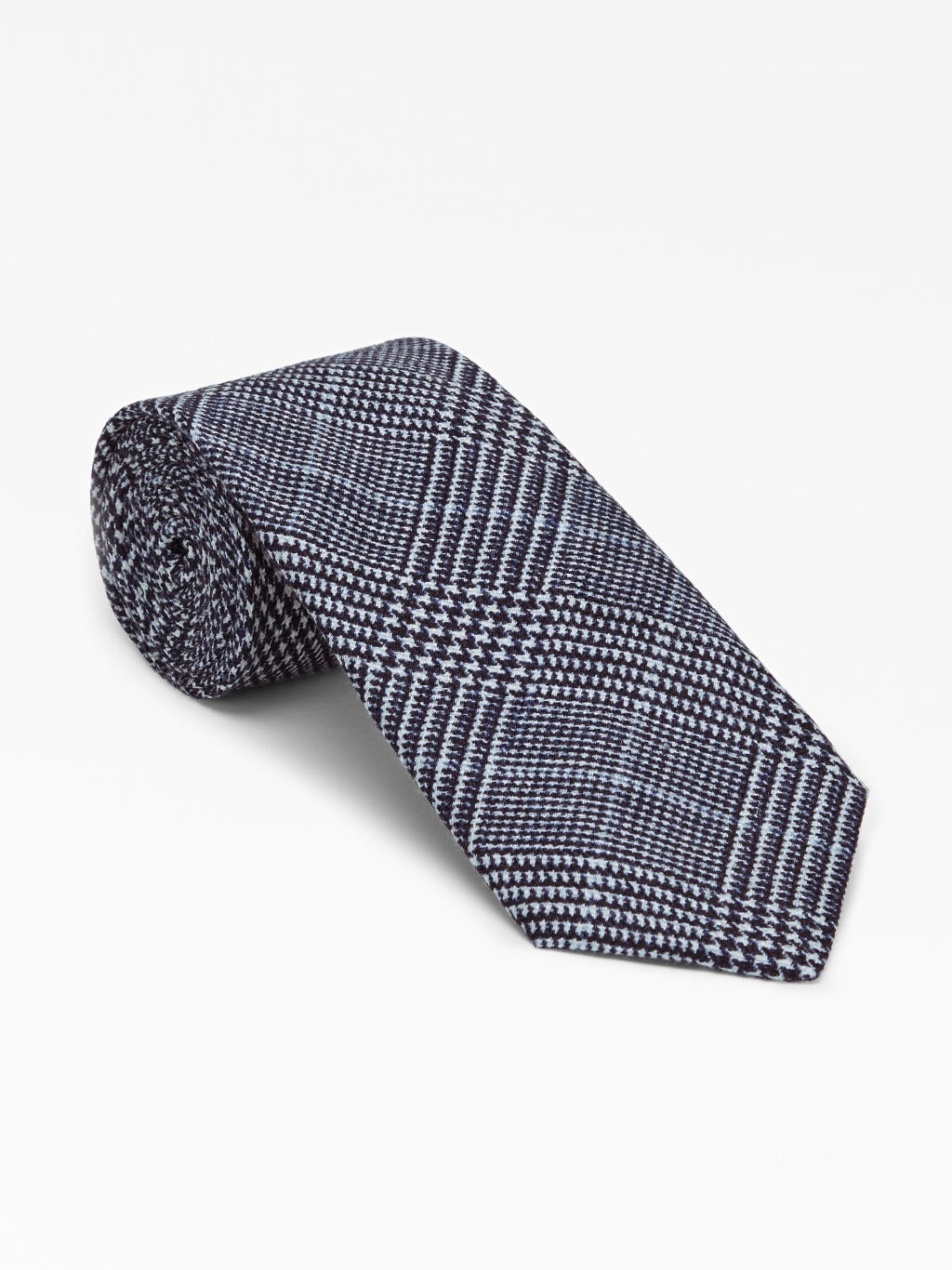 BRUNELLO CUCINELLI MEN'S NAVY LINEN SILK PLAID TIE