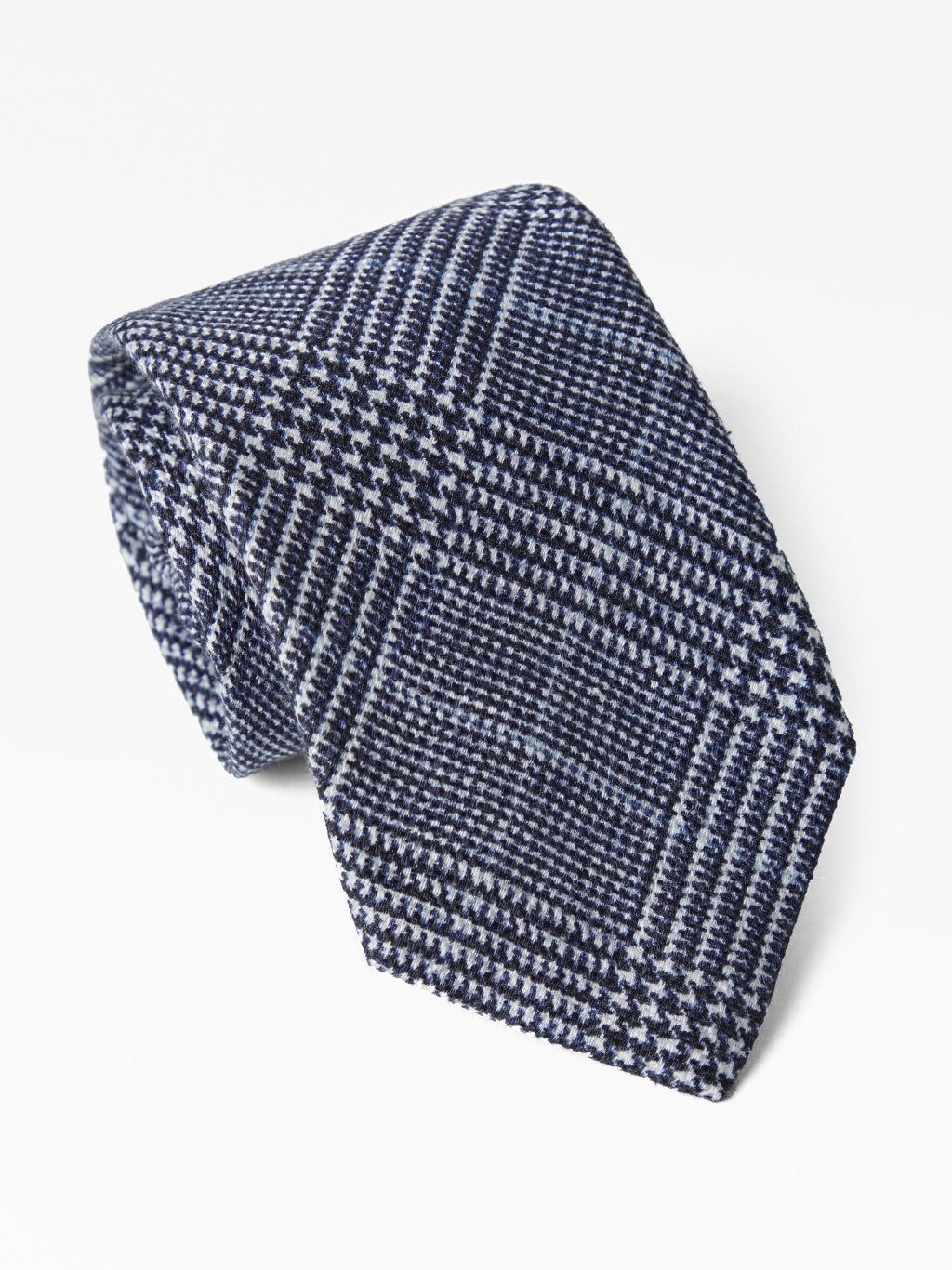 BRUNELLO CUCINELLI MEN'S NAVY LINEN SILK PLAID TIE