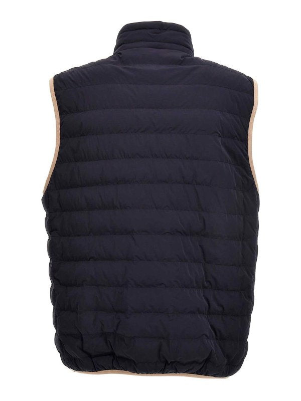 BRUNELLO CUCINELLI MEN'S NAVY QUILTED ZIP VEST