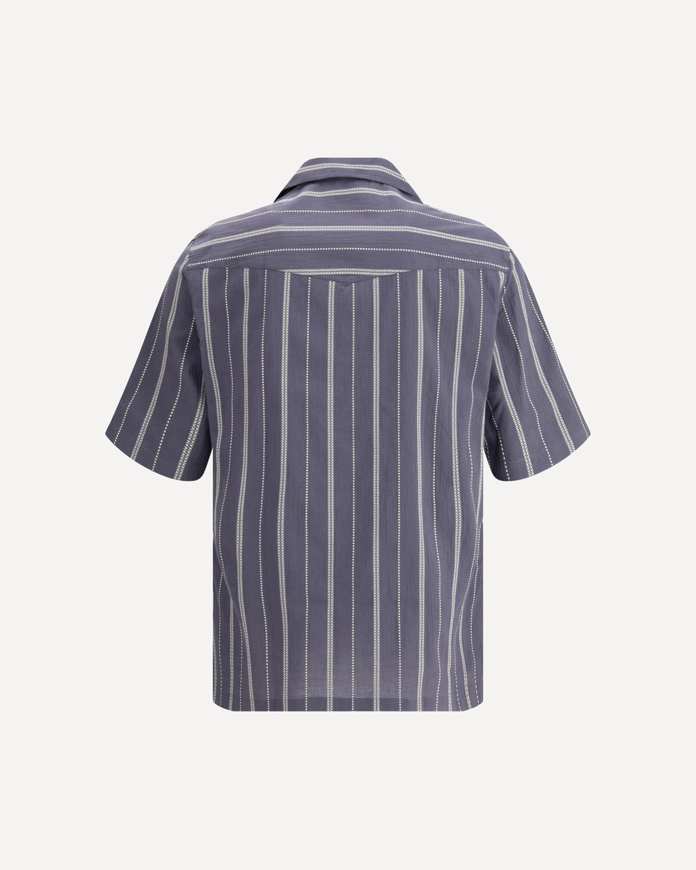 BRUNELLO CUCINELLI MEN'S BLUE STRIPED SHORT-SLEEVE SHIRT