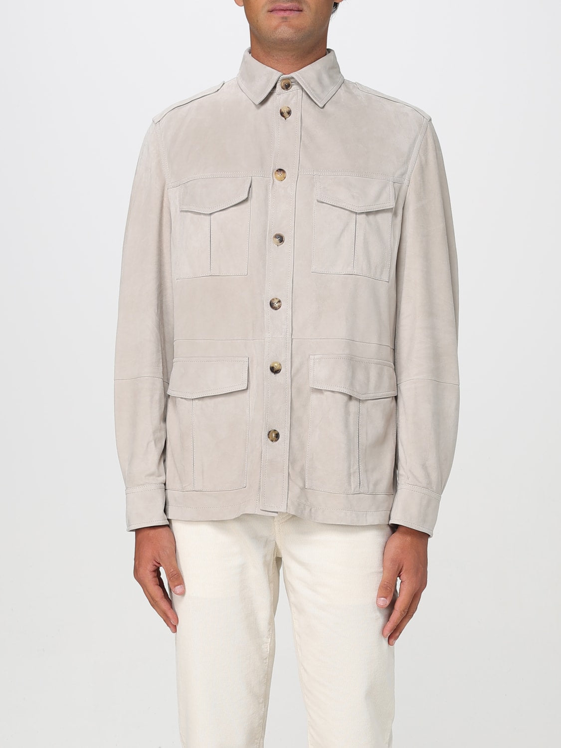 BRUNELLO CUCINELLI MEN'S ROPE SUEDE UTILITY JACKET