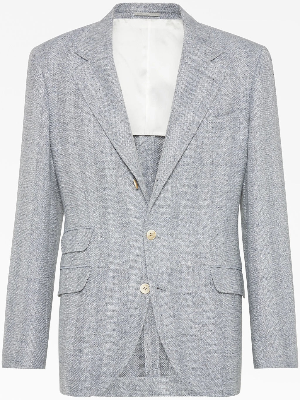 BRUNELLO CUCINELLI MEN'S GRAY LINEN SILK WOOL BLAZER