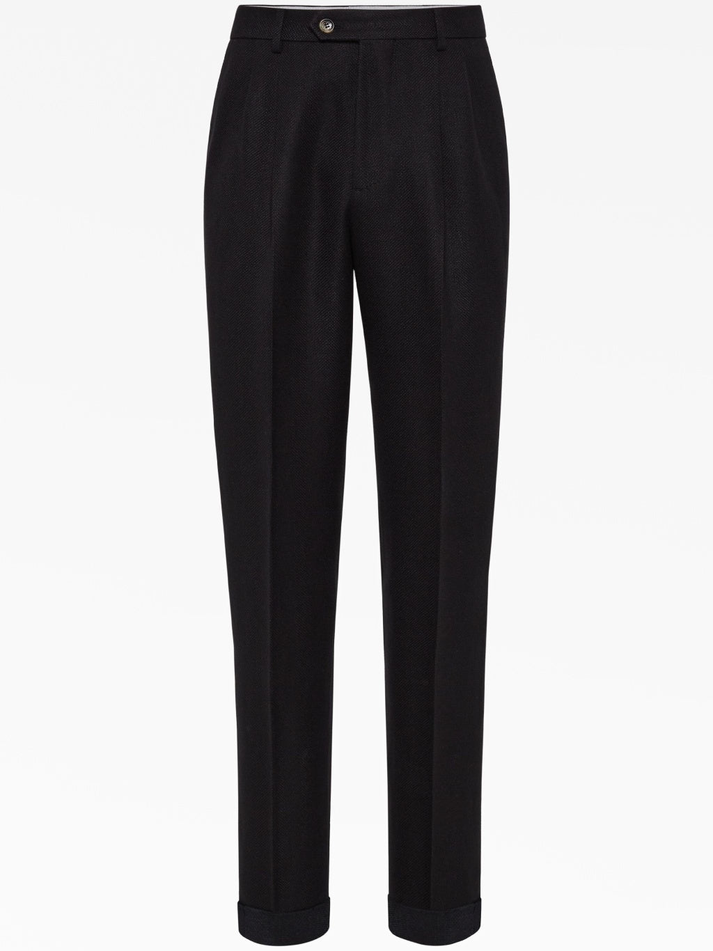 BRUNELLO CUCINELLI MEN'S BLACK LINEN SILK WOOL TROUSERS