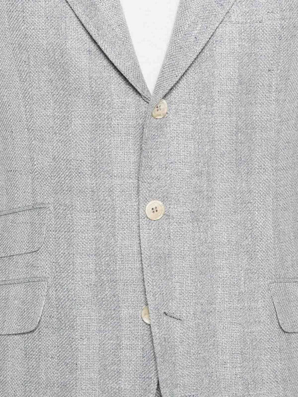 BRUNELLO CUCINELLI MEN'S DUST GREY LINEN SILK WOOL SUIT