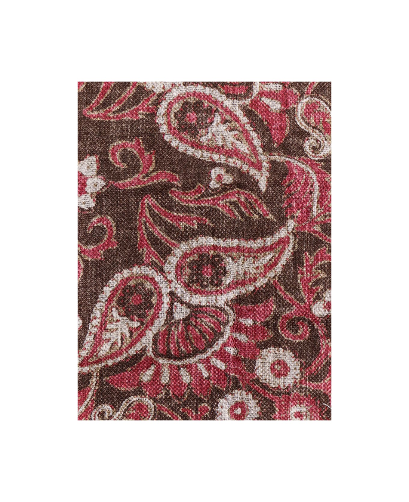 BRUNELLO CUCINELLI MEN'S CIGAR AND RASPBERRY LINEN SILK POCKETSQUARE