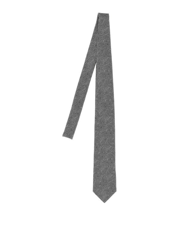 BRUNELLO CUCINELLI MEN'S MEDIUM GREY SILK TIE