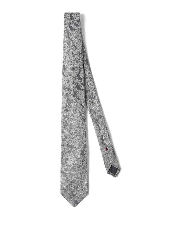 BRUNELLO CUCINELLI MEN'S PEARL SILK PAISLEY TIE