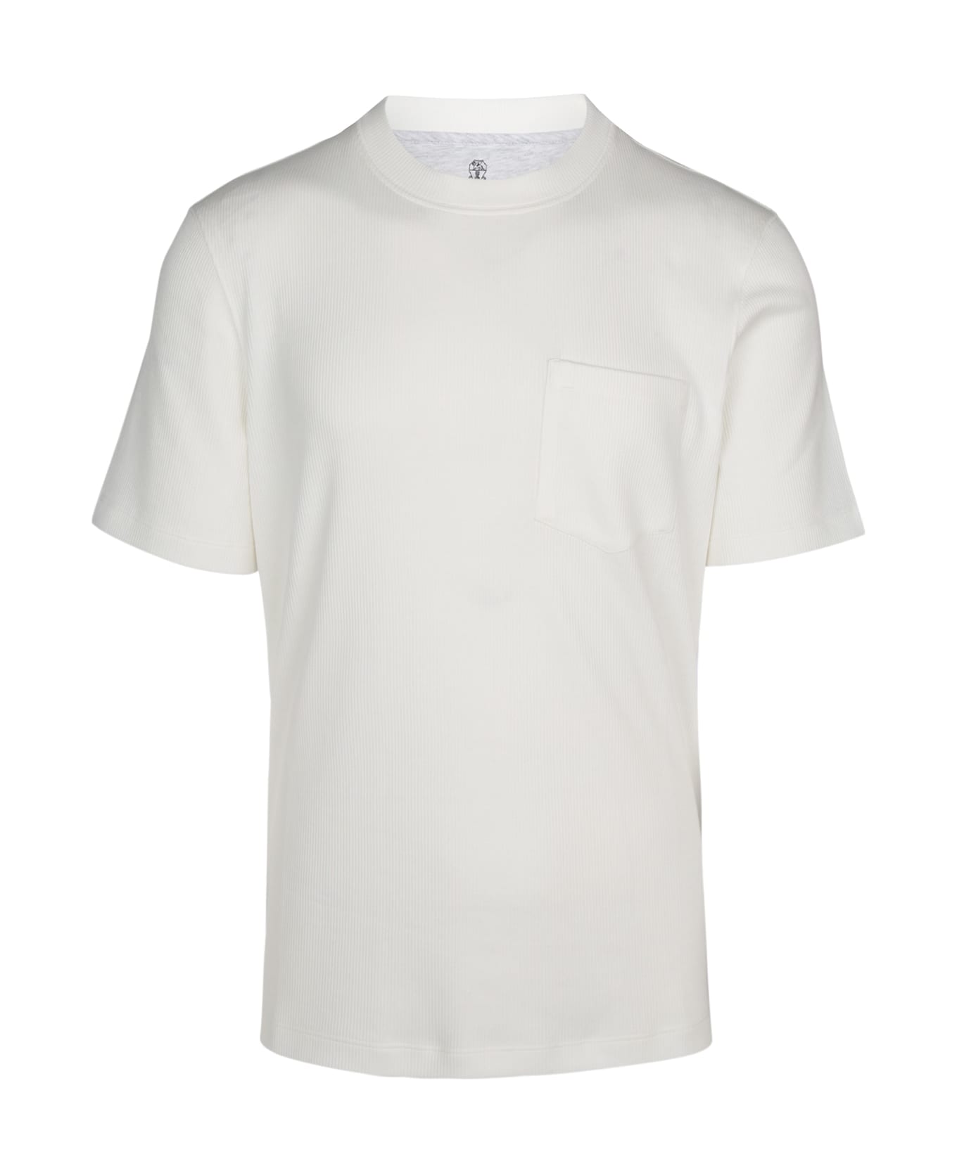 BRUNELLO CUCINELLI MEN'S OFF WHITE COTTON SHORT SLEEVE SHIRT