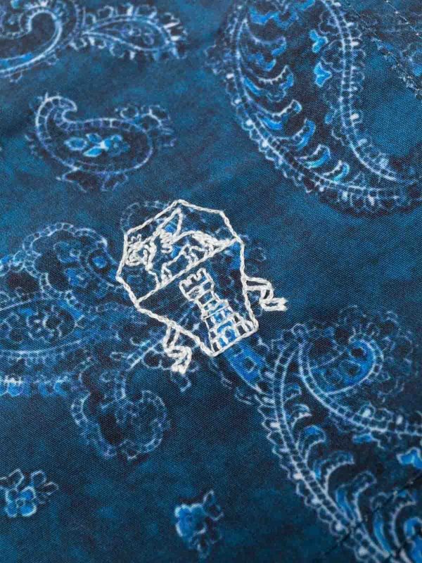 BRUNELLO CUCINELLI MEN'S BLUE PAISLEY DRAWSTRING SHORTS