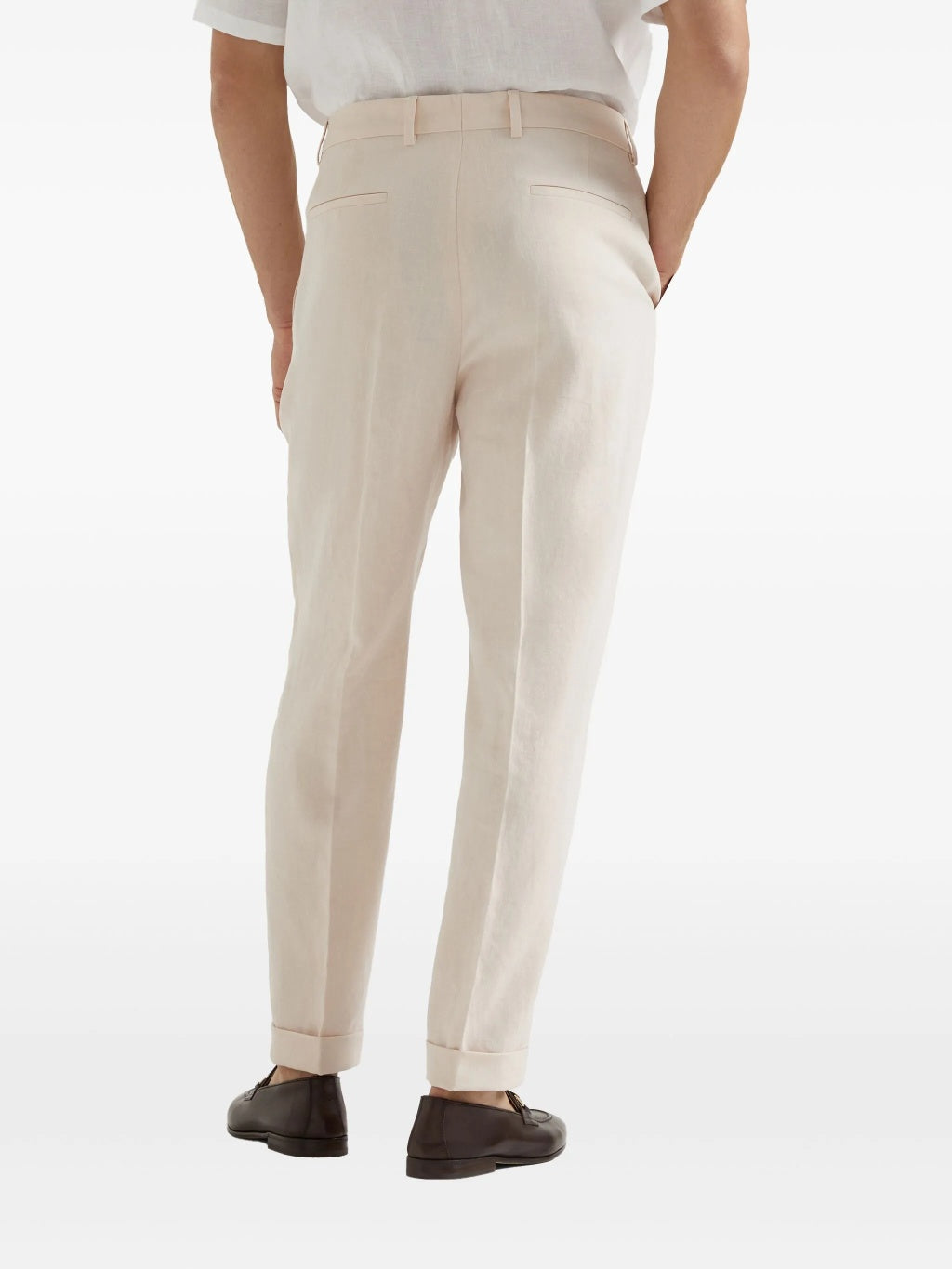BRUNELLO CUCINELLI MEN'S CHERRY BLOSSOM LINEN TAILORED TROUSERS