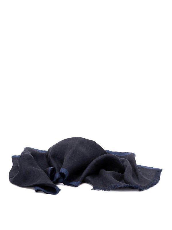 BRUNELLO CUCINELLI MEN'S NAVY LINEN SCARF