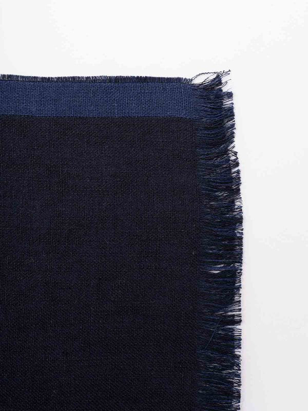 BRUNELLO CUCINELLI MEN'S NAVY LINEN LIGHTWEIGHT SCARF