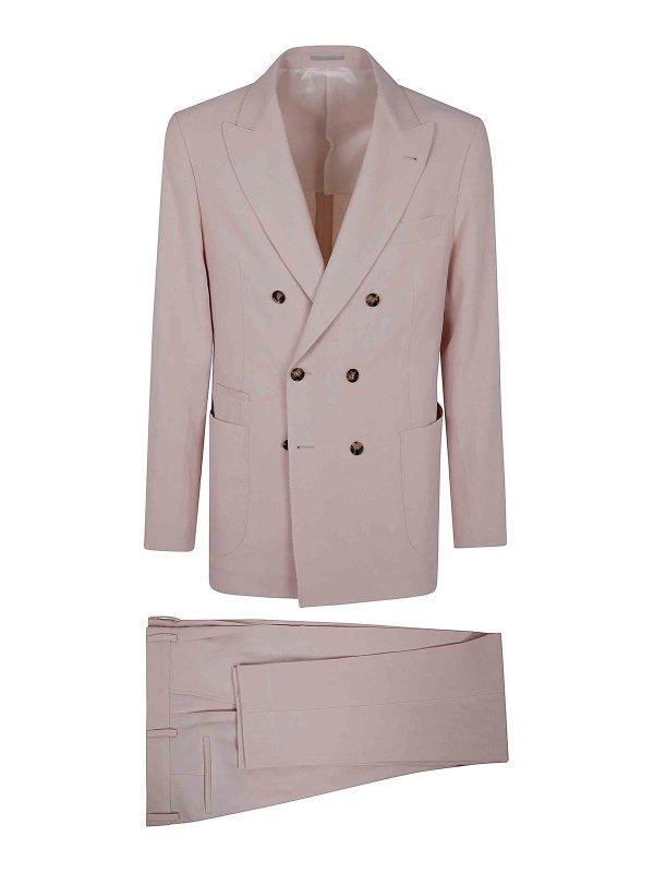 BRUNELLO CUCINELLI MEN'S CHERRY BLOSSOM LINEN DOUBLE-BREASTED SUIT