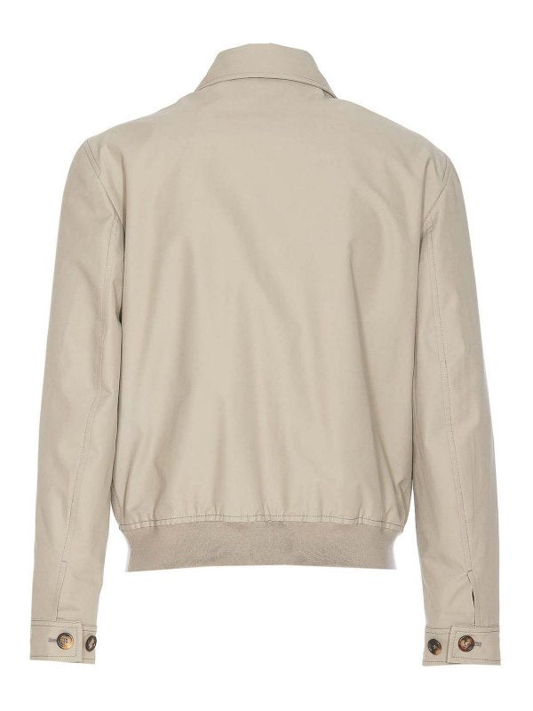 BRUNELLO CUCINELLI MEN'S KHAKI BUTTON-UP JACKET