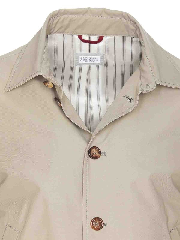 BRUNELLO CUCINELLI MEN'S KHAKI BUTTON-UP JACKET