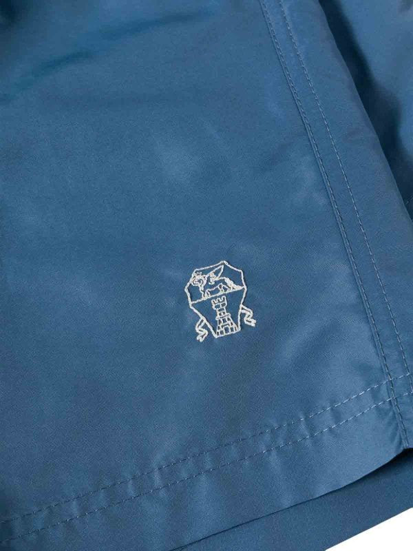 BRUNELLO CUCINELLI MEN'S BLUE TAILORED SHORTS WITH DRAWSTRING