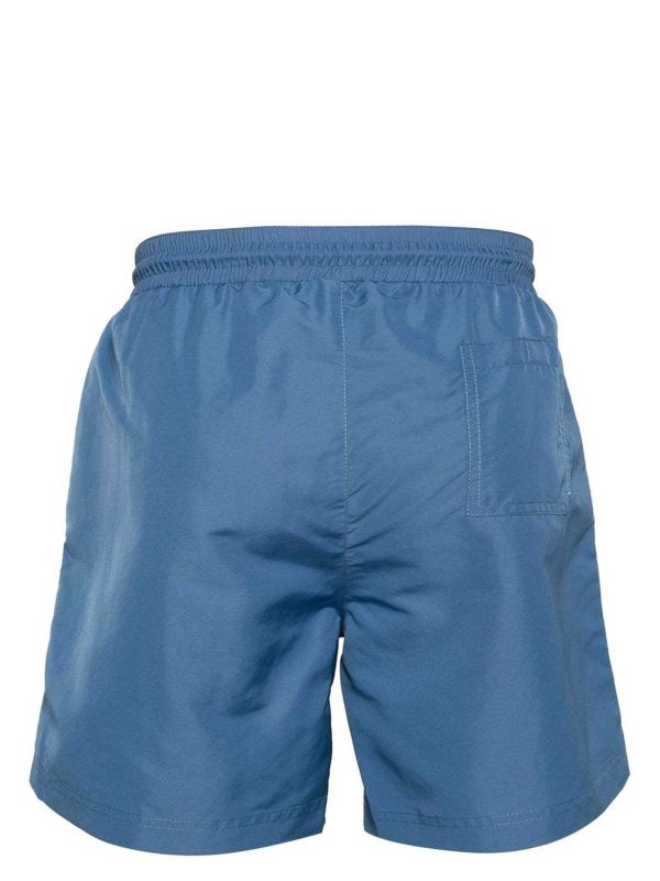 BRUNELLO CUCINELLI MEN'S BLUE TAILORED SHORTS WITH DRAWSTRING