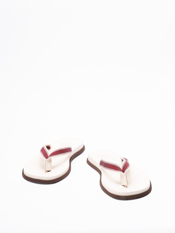 BRUNELLO CUCINELLI MEN'S BORDEAUX AND SAND LEATHER SANDALS